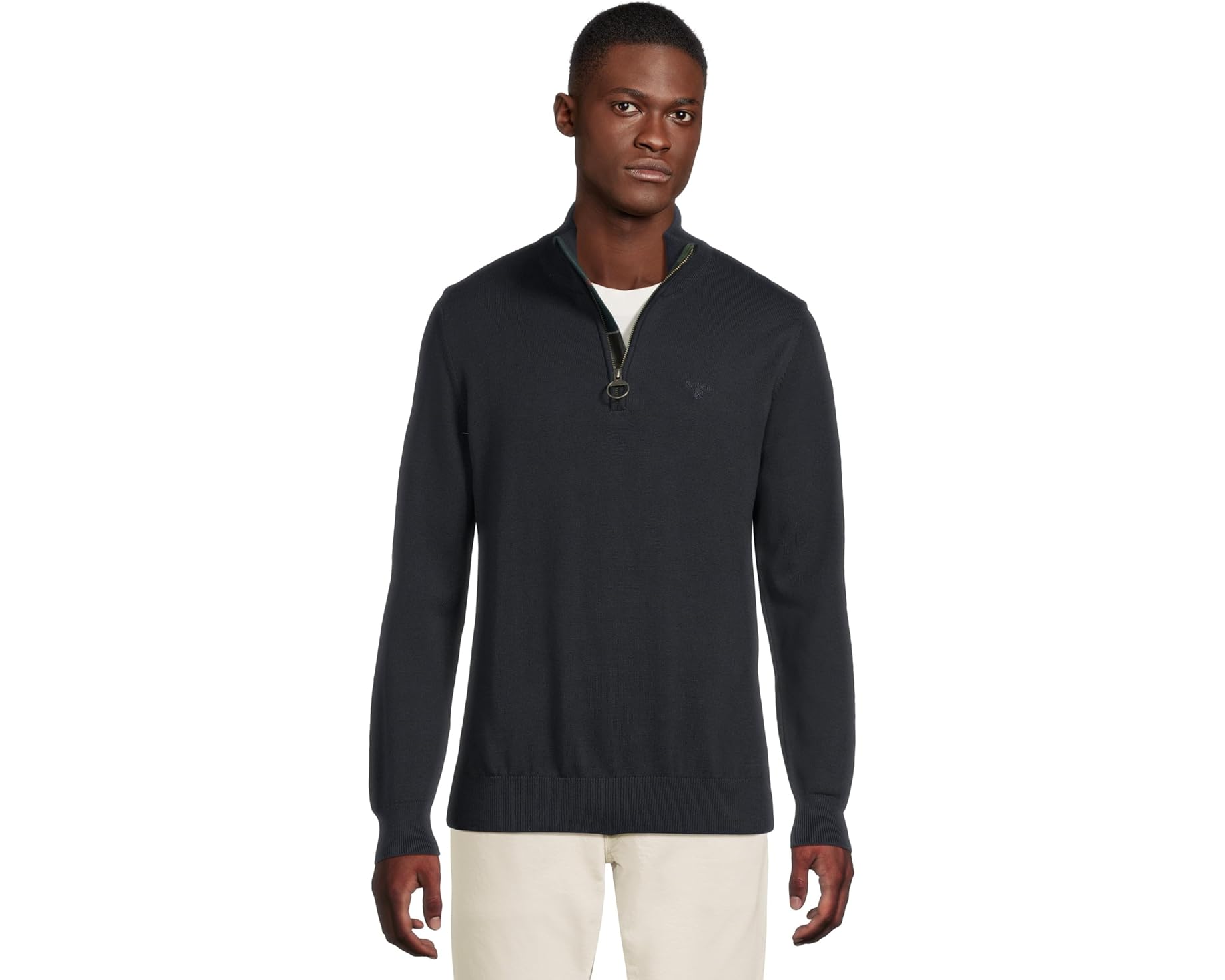 (取寄) バブアー メンズ コットン ハーフ ジップ ニット ジャンパー Barbour men Cotton Half Zip Knitted Jumper Navy｜スウィートラグ