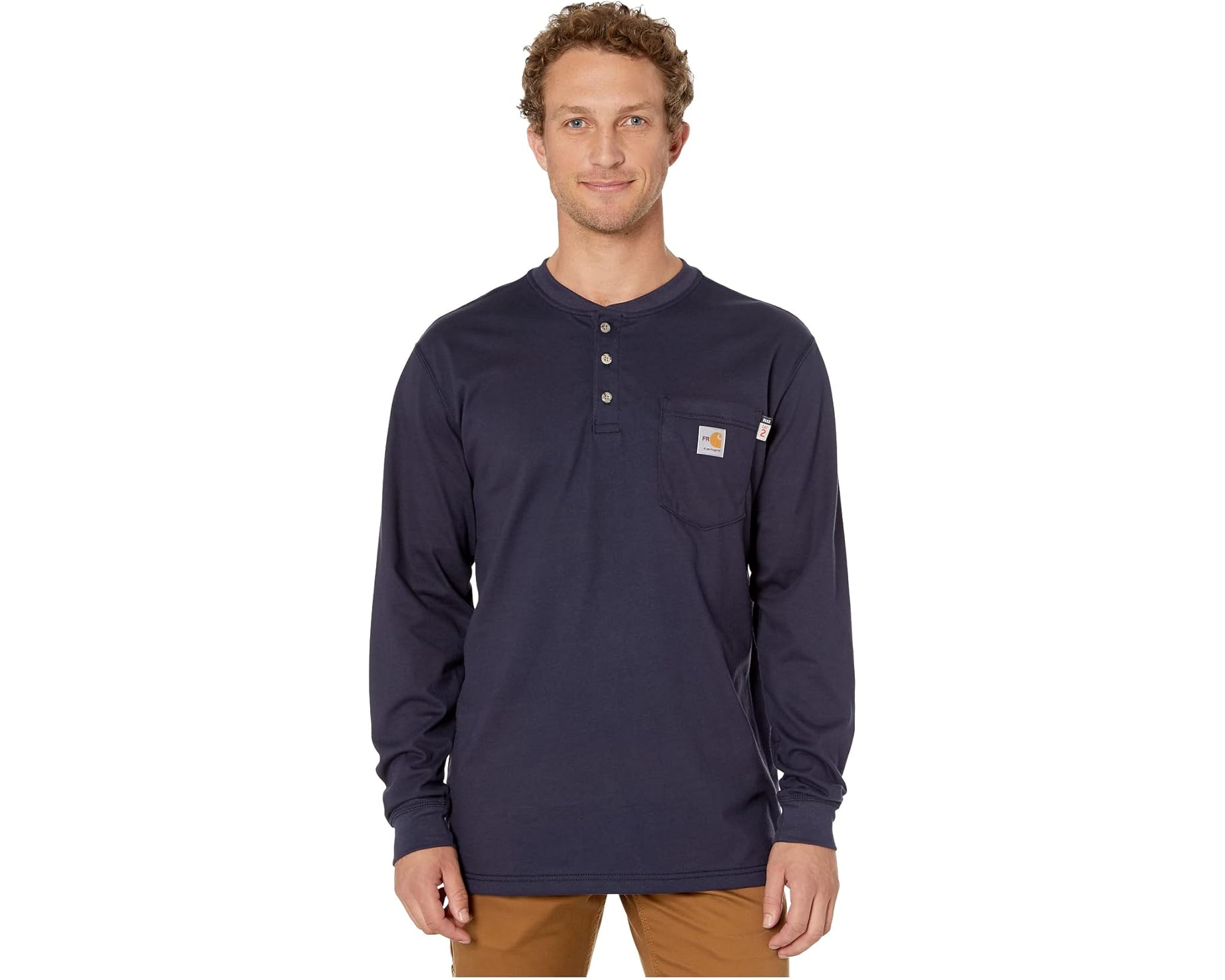 (取寄) カーハート メンズ フレームレジスタント (FR) フォース コットン ロング スリーブ ヘンリー Carhartt men Flame-Resistant (FR) Force Cotton Long Sleeve Henley Dark Navy|スウィートラグ
