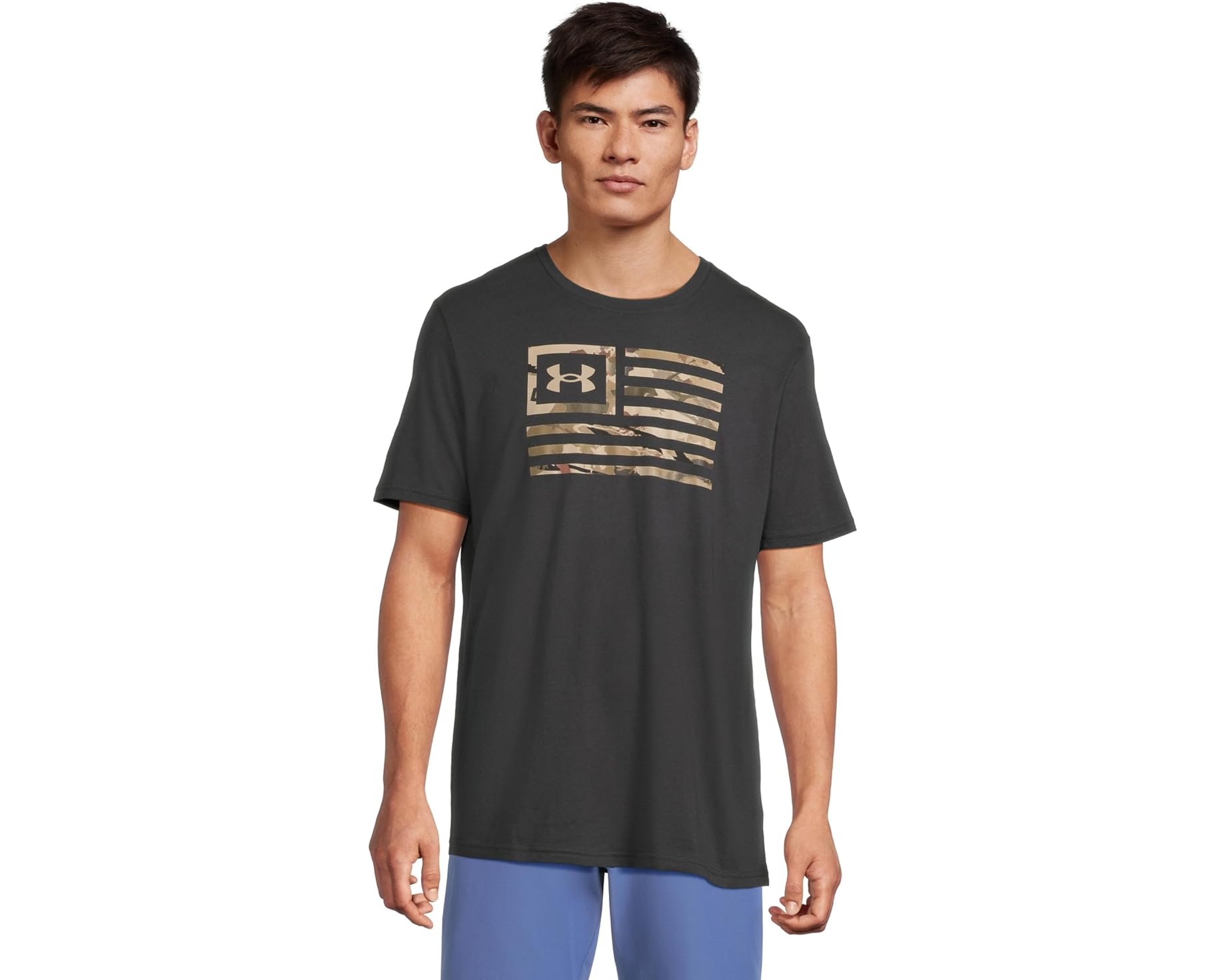 (取寄) アンダーアーマー メンズ フリーダム フロッグ プリンテッド T-シャツ Under Armour men Freedom Flag Printed T-Shirt Black/UA Barren Camo｜スウィートラグ