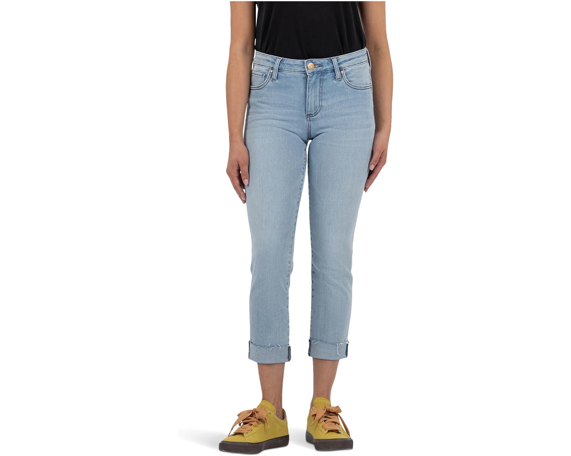 (取寄) カット フロム ザ クロス レディース エイミー クロップ ストレート レッグ ロール アップ ウィズ ロー ヘム KUT from the Kloth women Amy Crop Straight Leg Roll Up With Raw Hem Awareness|スウィートラグ