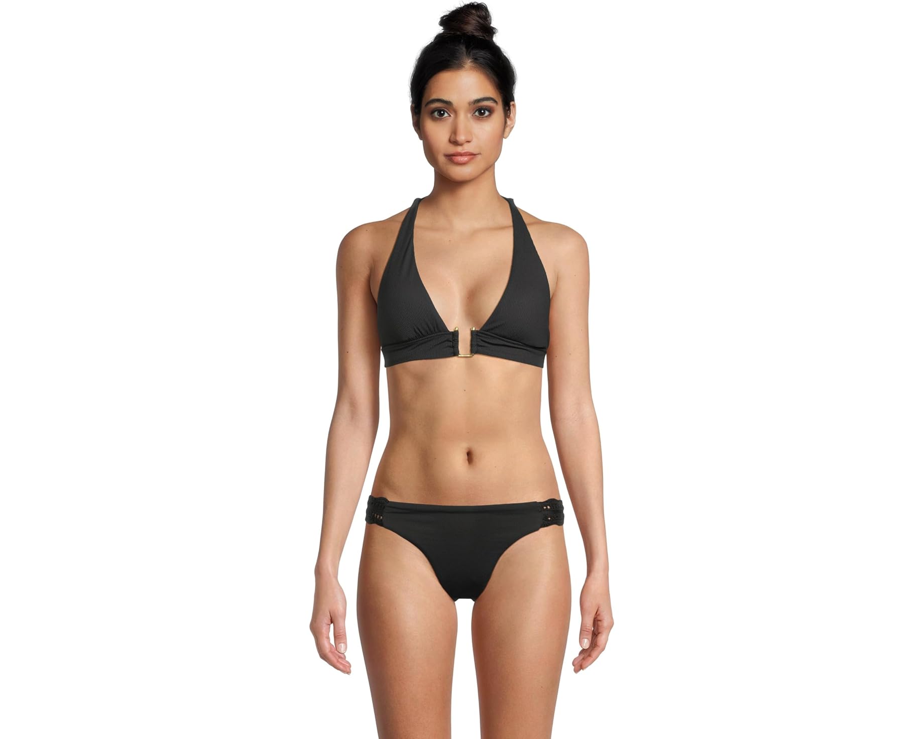 (取寄) ベッカ レディース モダン エッジ リブ ミラ バックル ホルター トップ BECCA women Modern Edge Rib Mira Buckle Halter Top Black|スウィートラグ