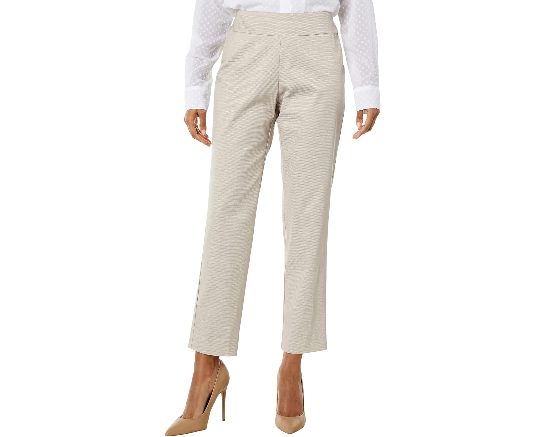 (取寄) クレイジー ラリー レディース プル-オン ピケ アンクル パンツ Krazy Larry women Pull-On Pique Ankle Pants Stone｜スウィートラグ
