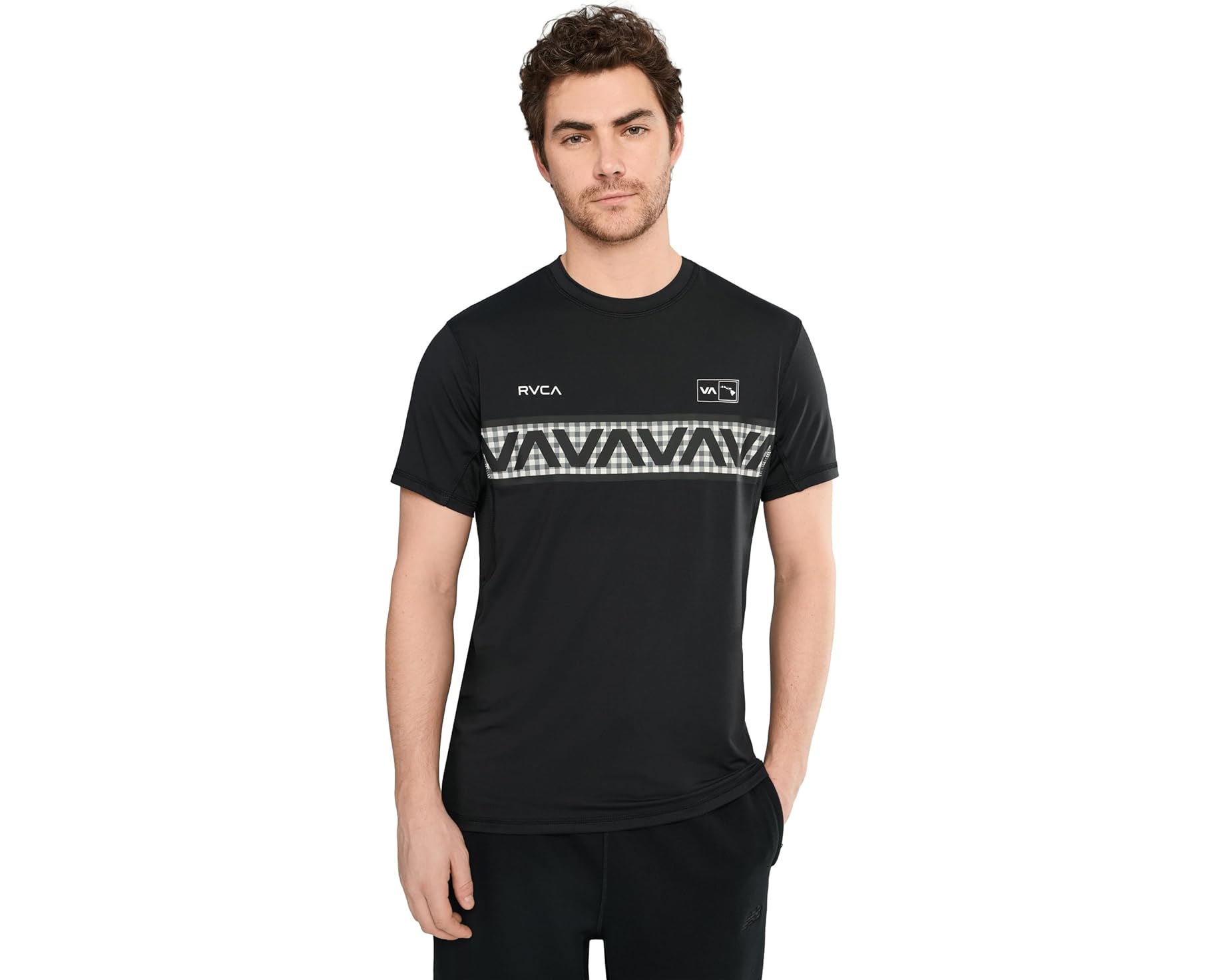 (取寄) ルーカ メンズ ハワイ スポーツ ベント Ss RVCA men HAWAII SPORT VENT SS Black White｜スウィートラグ