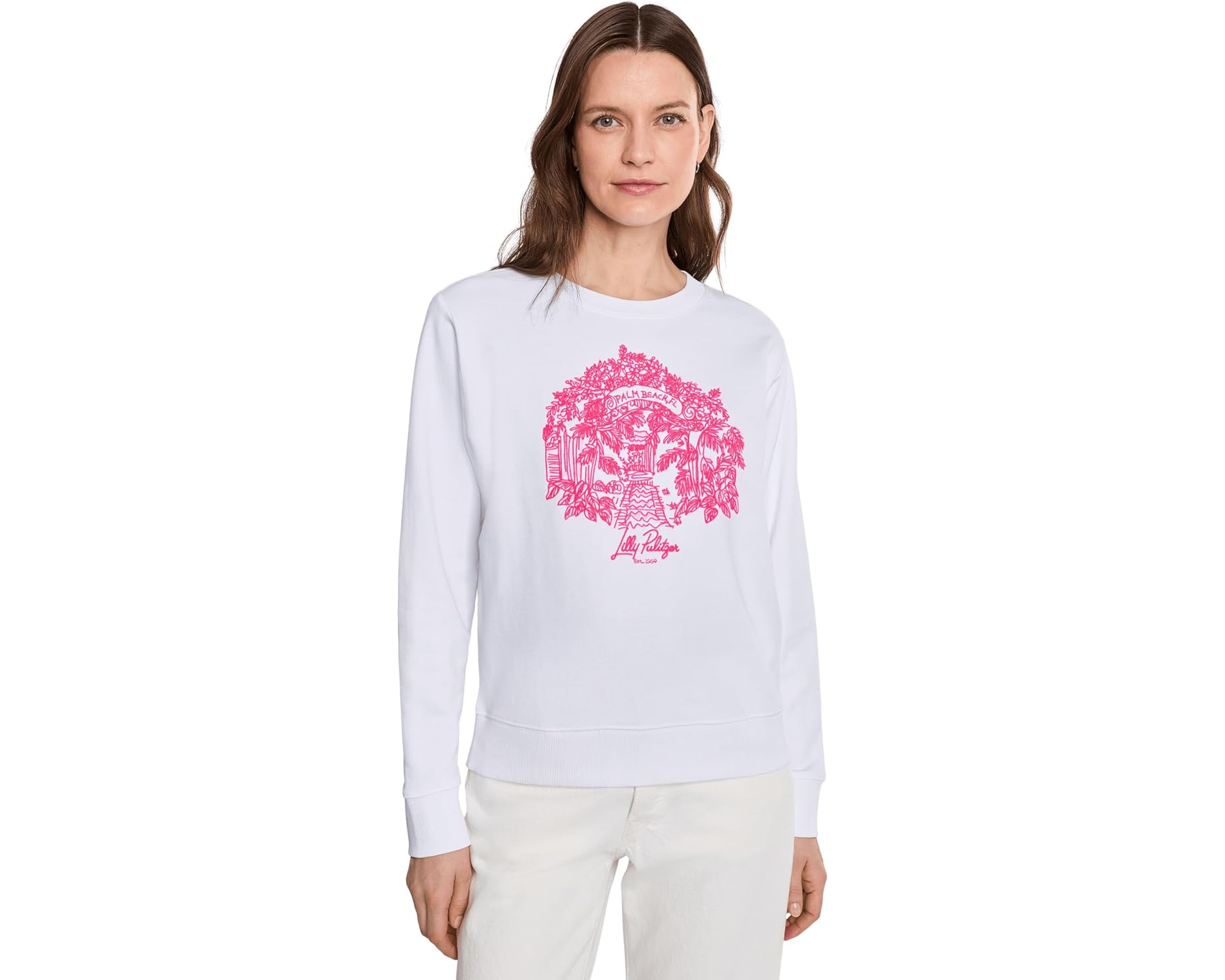 (取寄) リリー ピュリッツァー レディース バラッド ロング スリーブ スウェットシャツ Lilly Pulitzer women Ballad Long Sleeve Sweatshirt Resort White 1｜スウィートラグ 29,179円