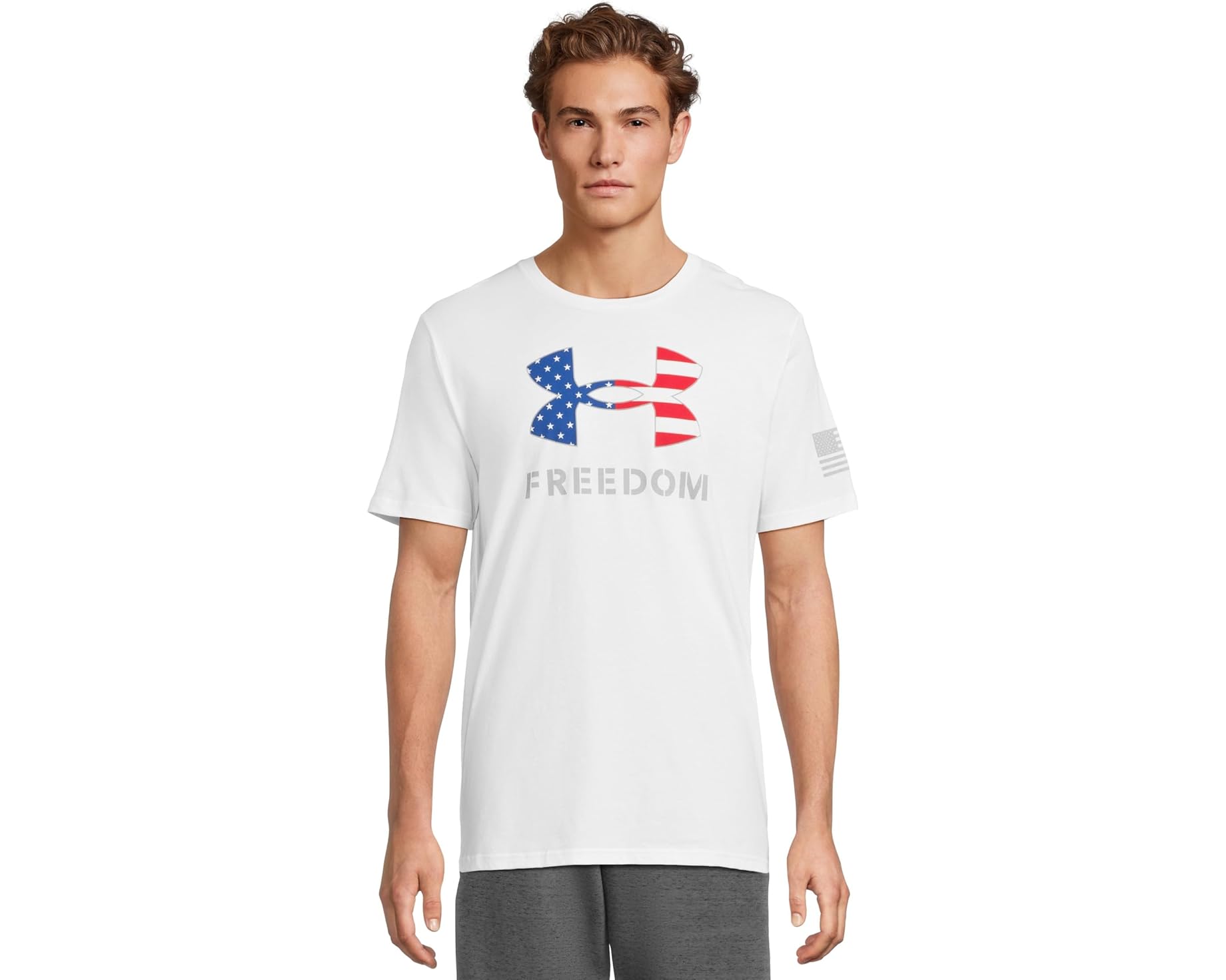 (取寄) アンダーアーマー メンズ フリーダム ロゴ T-シャツ Under Armour men Freedom Logo T-Shirt White/Steel｜スウィートラグ