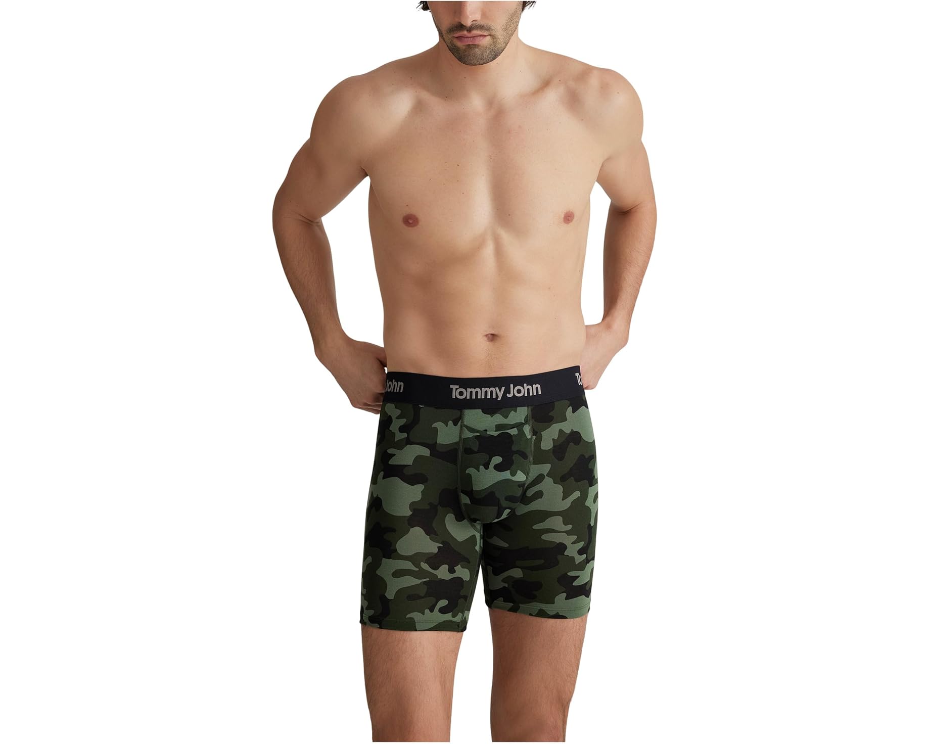 (取寄) トミー ジョン メンズ セカンド スキン ミッド-レンクス ボクサー ブリーフ Tommy John men Second Skin Mid-Length Boxer Brief 6" Duffel Bag Camo｜スウィートラグ