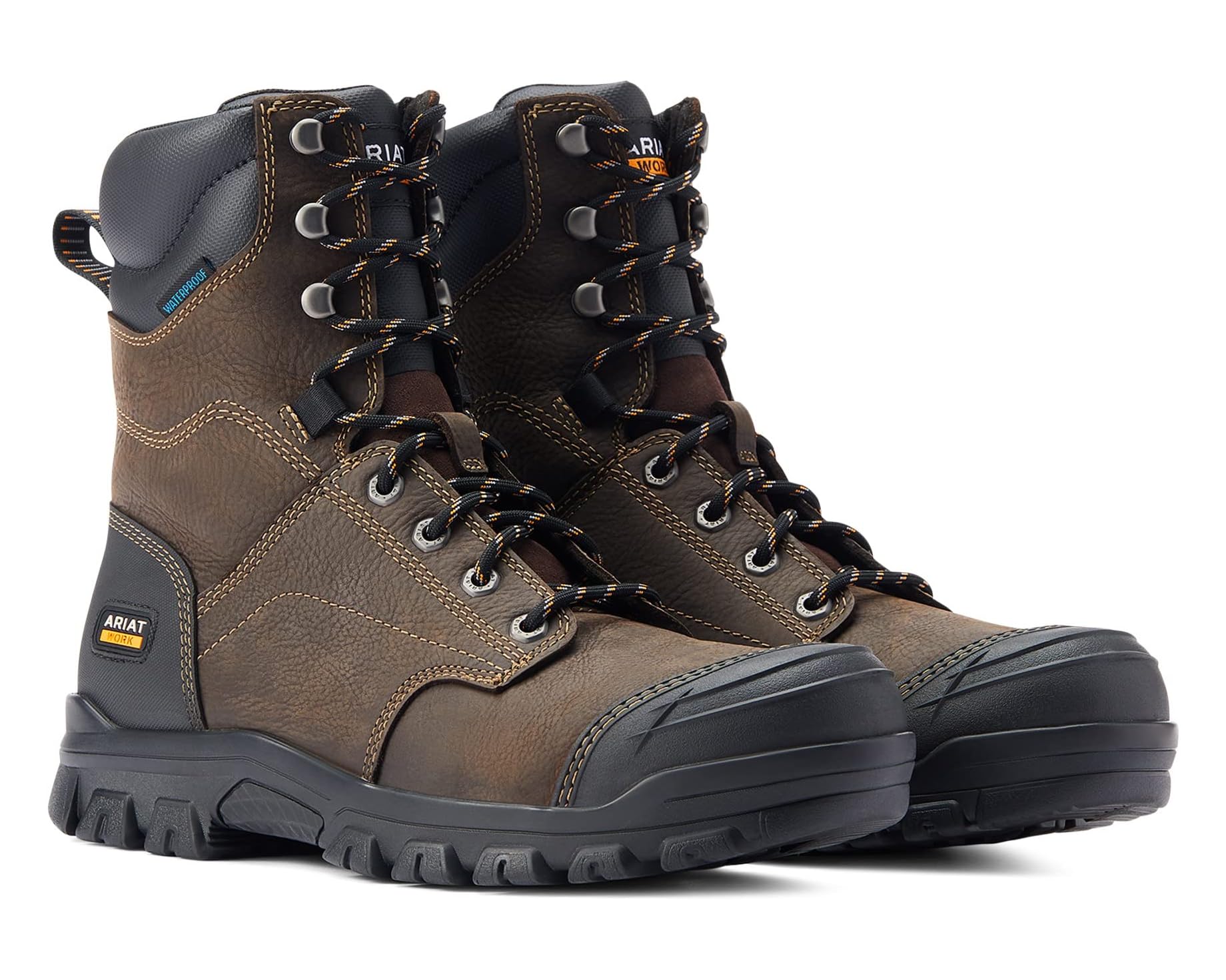 (取寄) アリアット メンズ トレッドファスト ウォータープルーフ ワーク ブーツ Ariat men Treadfast 8" Waterproof Work Boots Dark Brown｜スウィートラグ