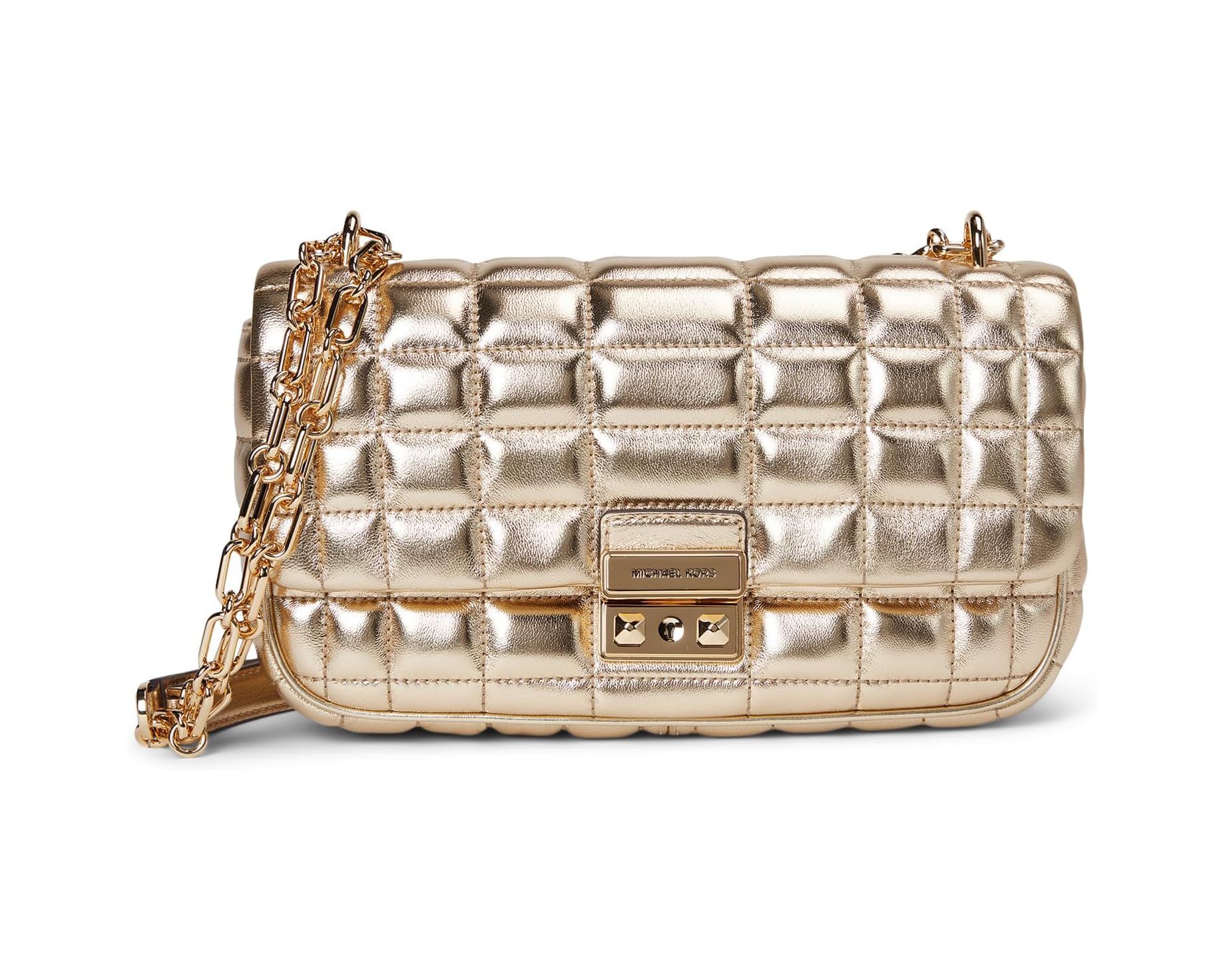 (取寄) マイケルコース トライベッカ ラージ コンバーチブル チェイン ショルダー MICHAEL Michael Kors Tribeca Large Convertible Chain Shoulder Pale Gold｜スウィートラグ