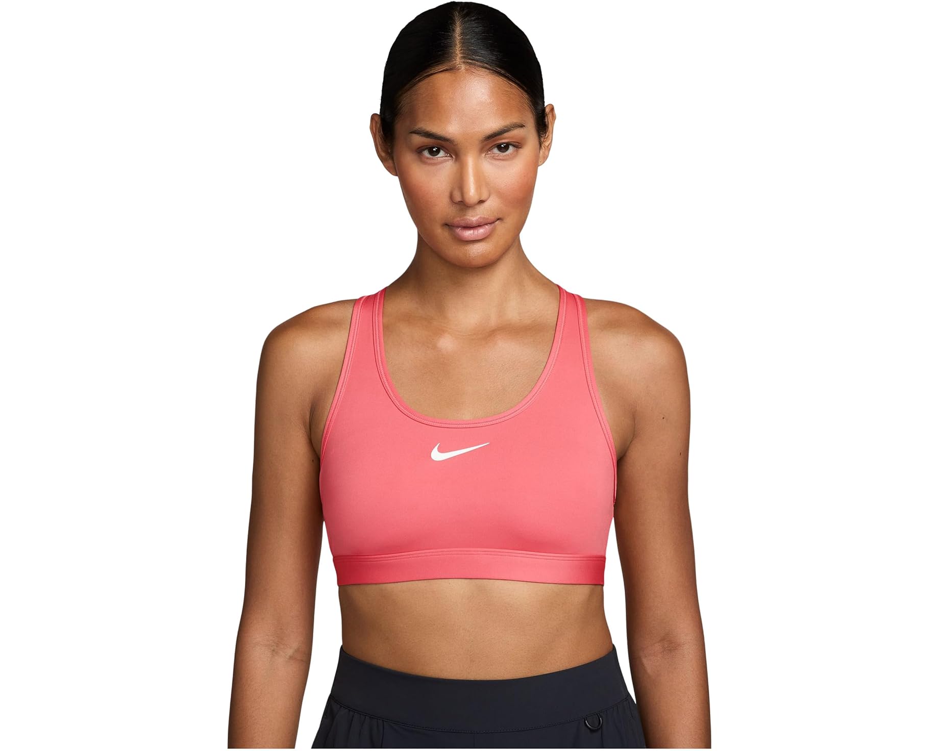 (取寄) ナイキ レディース スウォッシュ ミディアム サポート ブラ Nike women Swoosh Medium Support Bra Sea Coral/White｜スウィートラグ