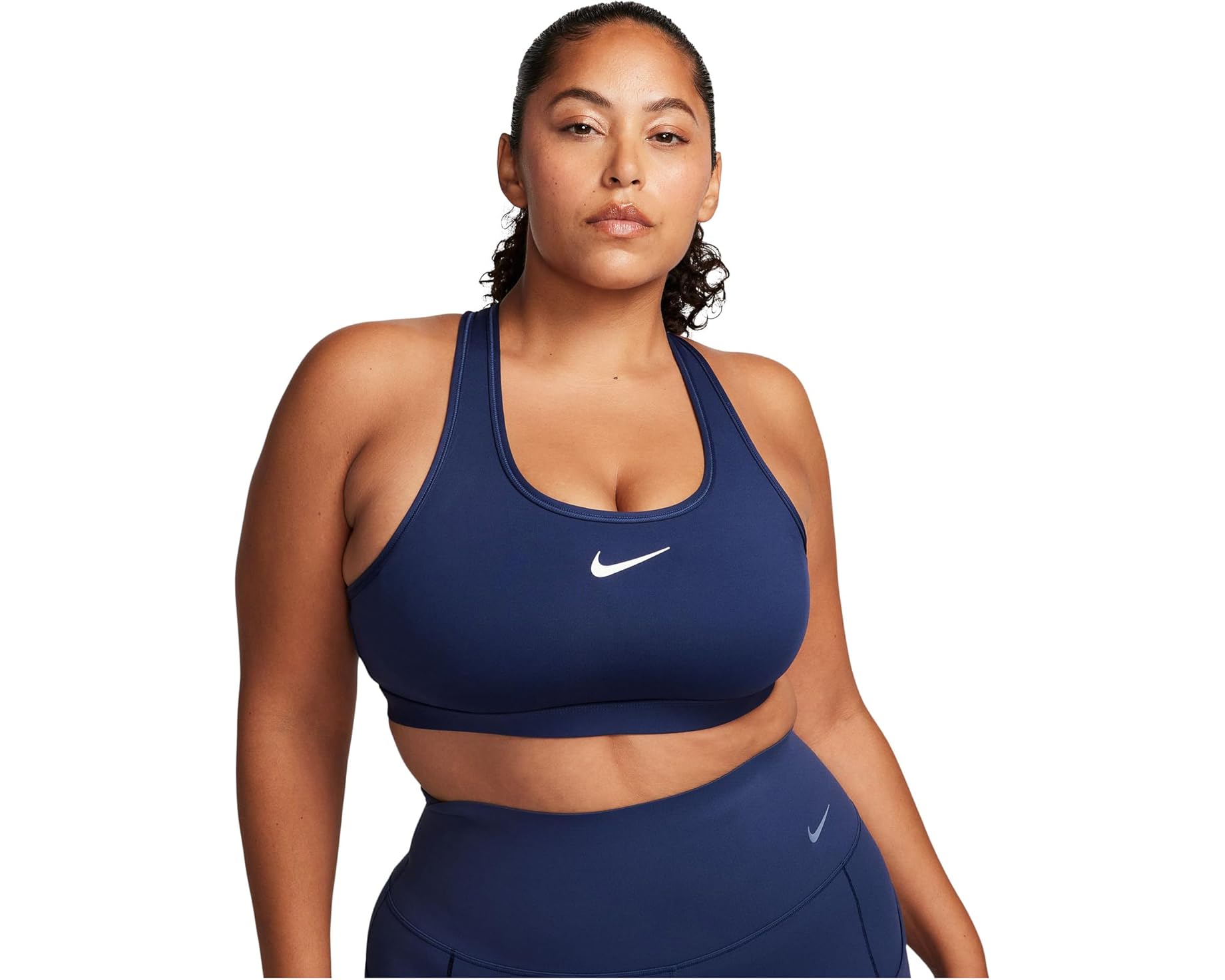 (取寄) ナイキ レディース スウォッシュ ミディアム サポート ブラ Nike women Swoosh Medium Support Bra Midnight Navy/White｜スウィートラグ
