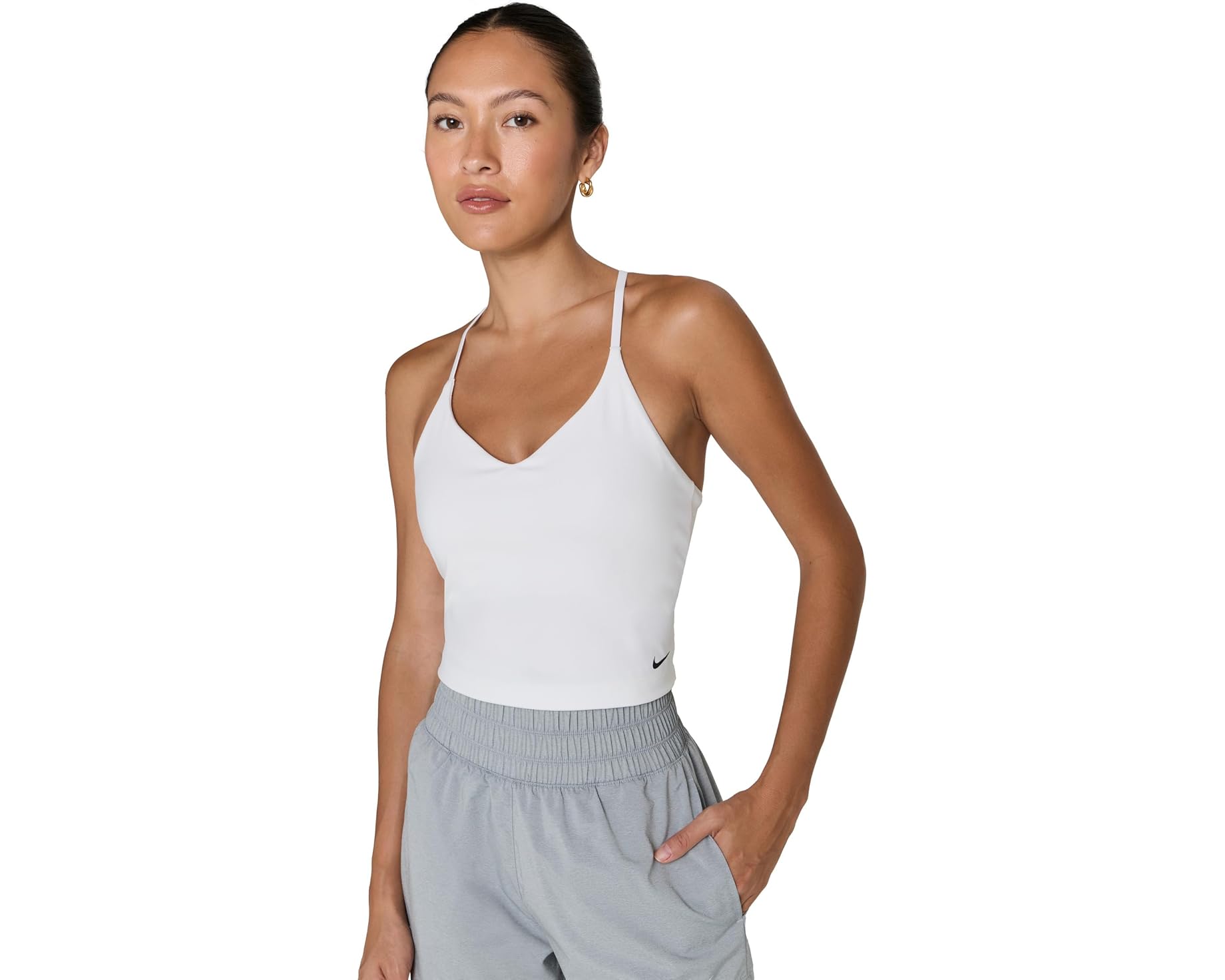 (取寄) ナイキ レディース インディ ライト サポート ブラ タンク Nike women Indy Light Support Bra Tank White/Black｜スウィートラグ