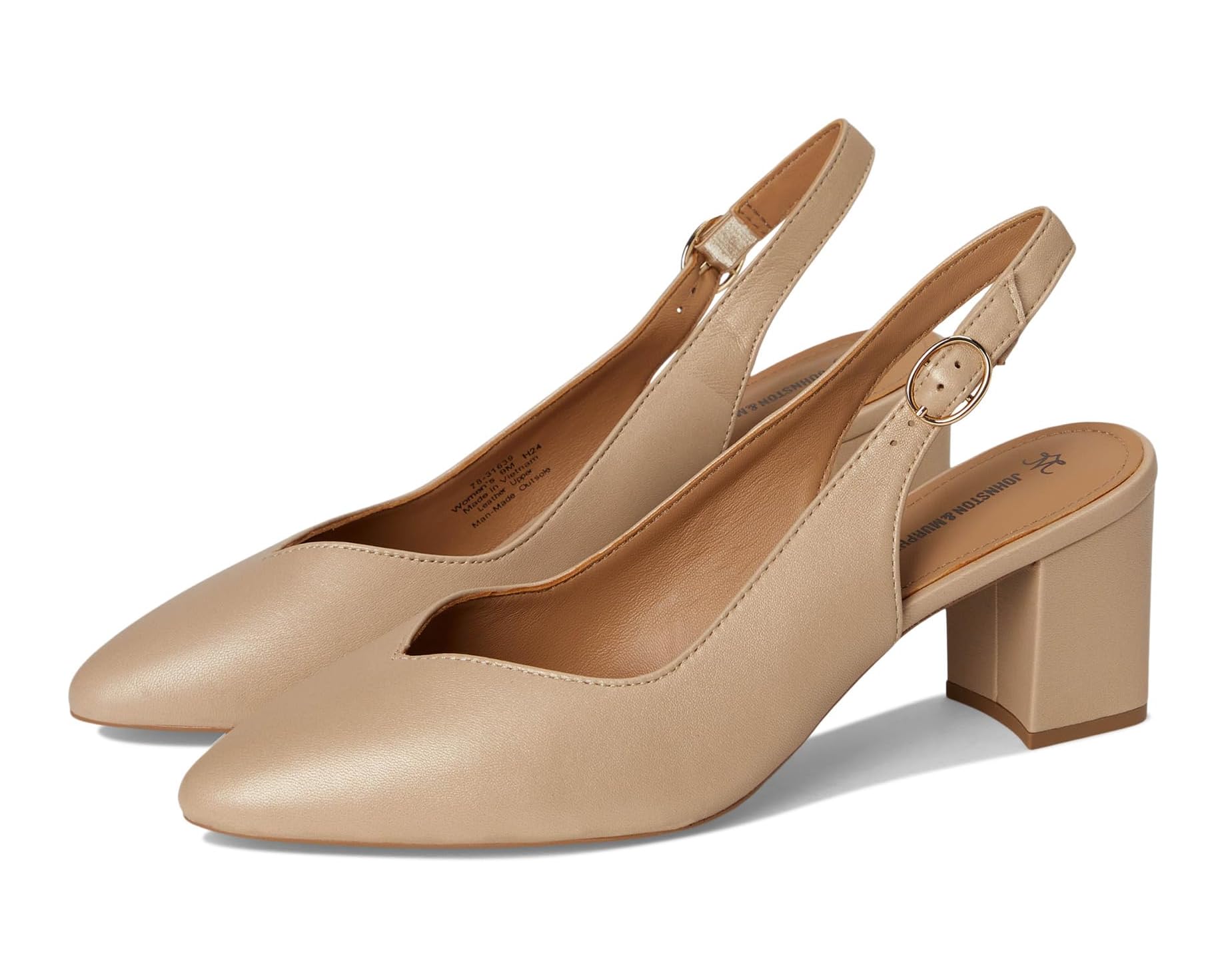 (取寄) レディース ヴィッキー スリングバック ポンプ Johnston &amp; Murphy women Vicki Slingback Pump Sand Pearlized Glove Leather｜スウィートラグ