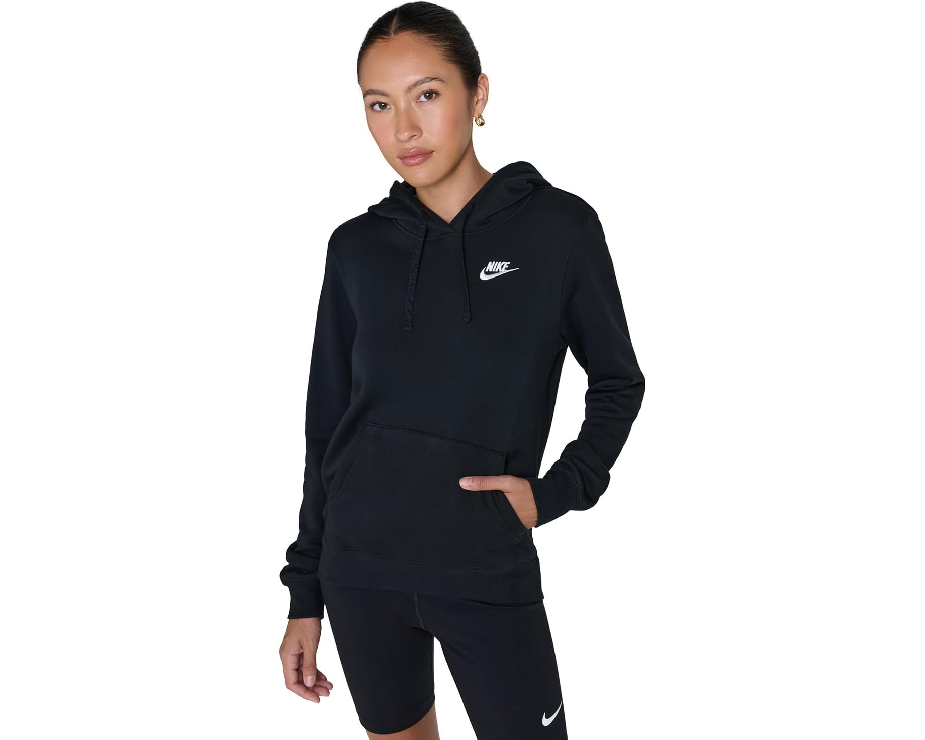 (取寄) ナイキ レディース クラブ フリース プルオーバー ブーディ Nike women Club Fleece Pullover Hoodie Black/White｜スウィートラグ