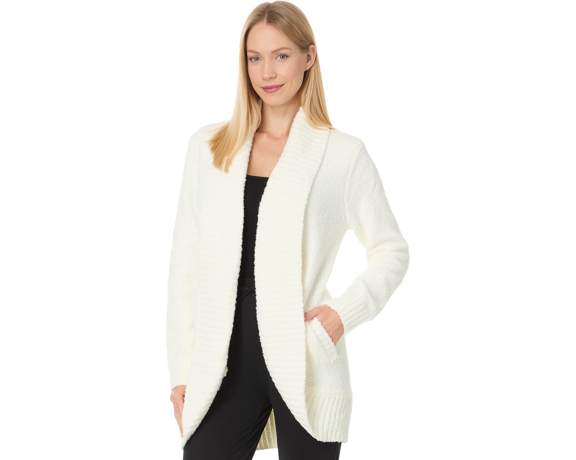 (取寄) ベアフットドリームス レディース コージシック シュニール ショール カーディガン Barefoot Dreams women CozyChic Chenille Shawl Cardigan Pearl｜スウィートラグ