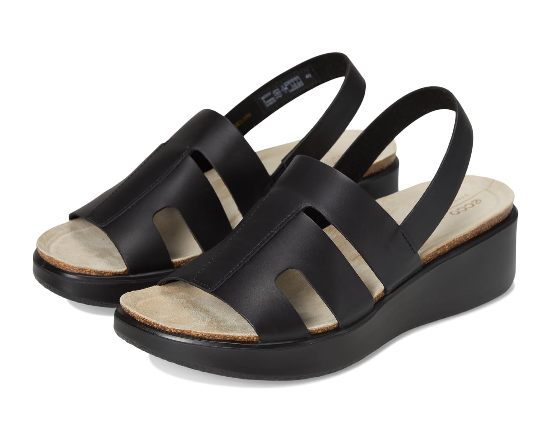 (取寄) エコー レディース フロート ウェッジ コルク オアシス サンダル ECCO women Flowt Wedge Cork Oasis Sandal Black｜スウィートラグ