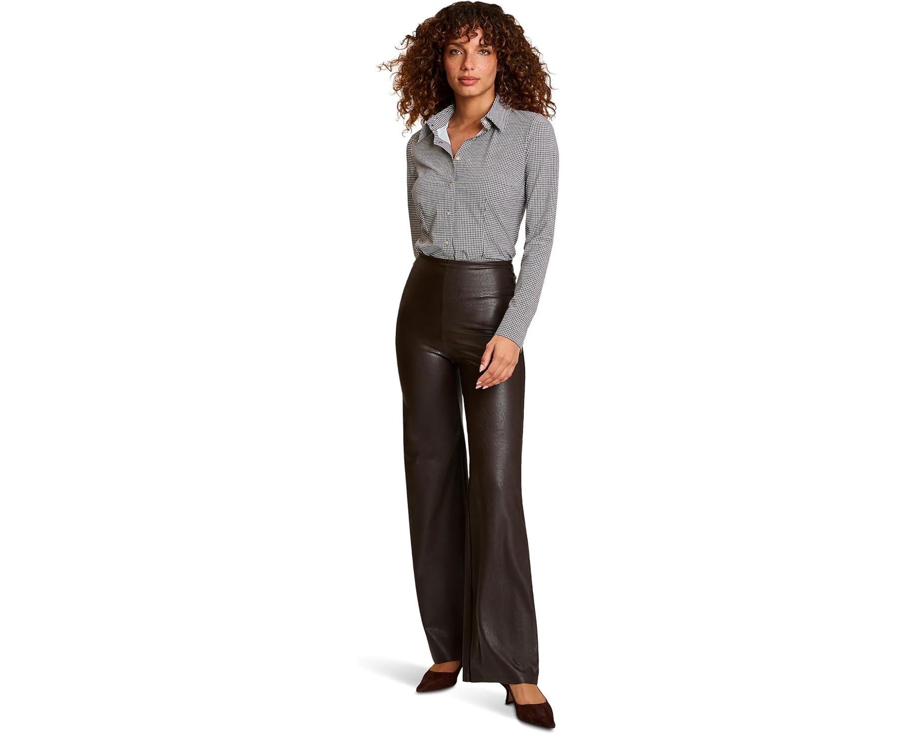 (取寄) コマンドー レディース フォー レザー ワイド レッグ パンツ Commando women Faux Leather Wide Leg Pants Espresso|スウィートラグ