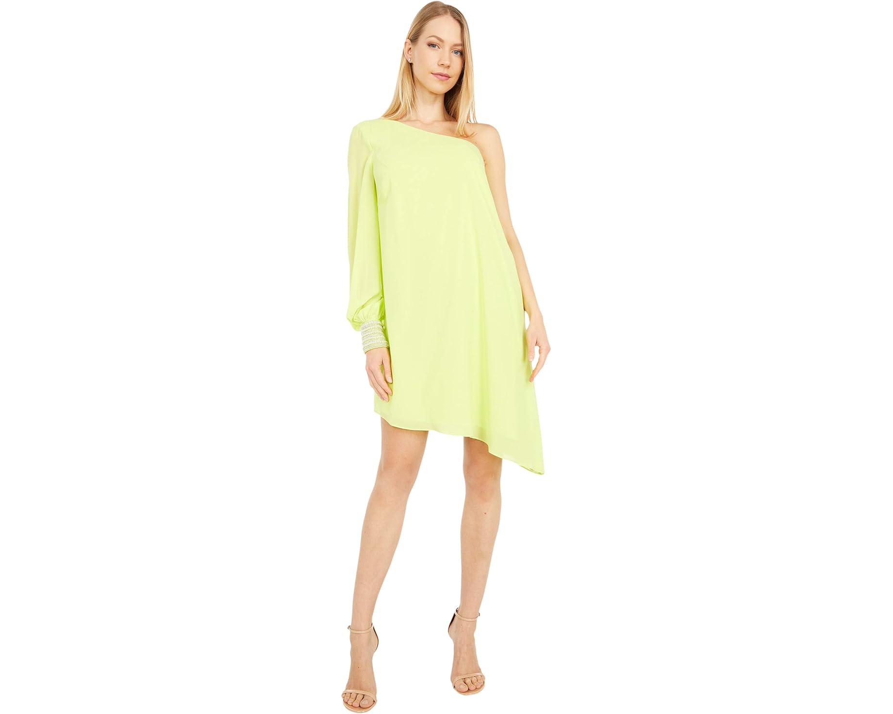 (取寄) ワン33 ソシアル レディース ワン ショルダー シック ビーデッド カフ カクテル ドレス ONE33 Social women One Shoulder Chic Beaded Cuff Cocktail Dress Lime｜スウィートラグ