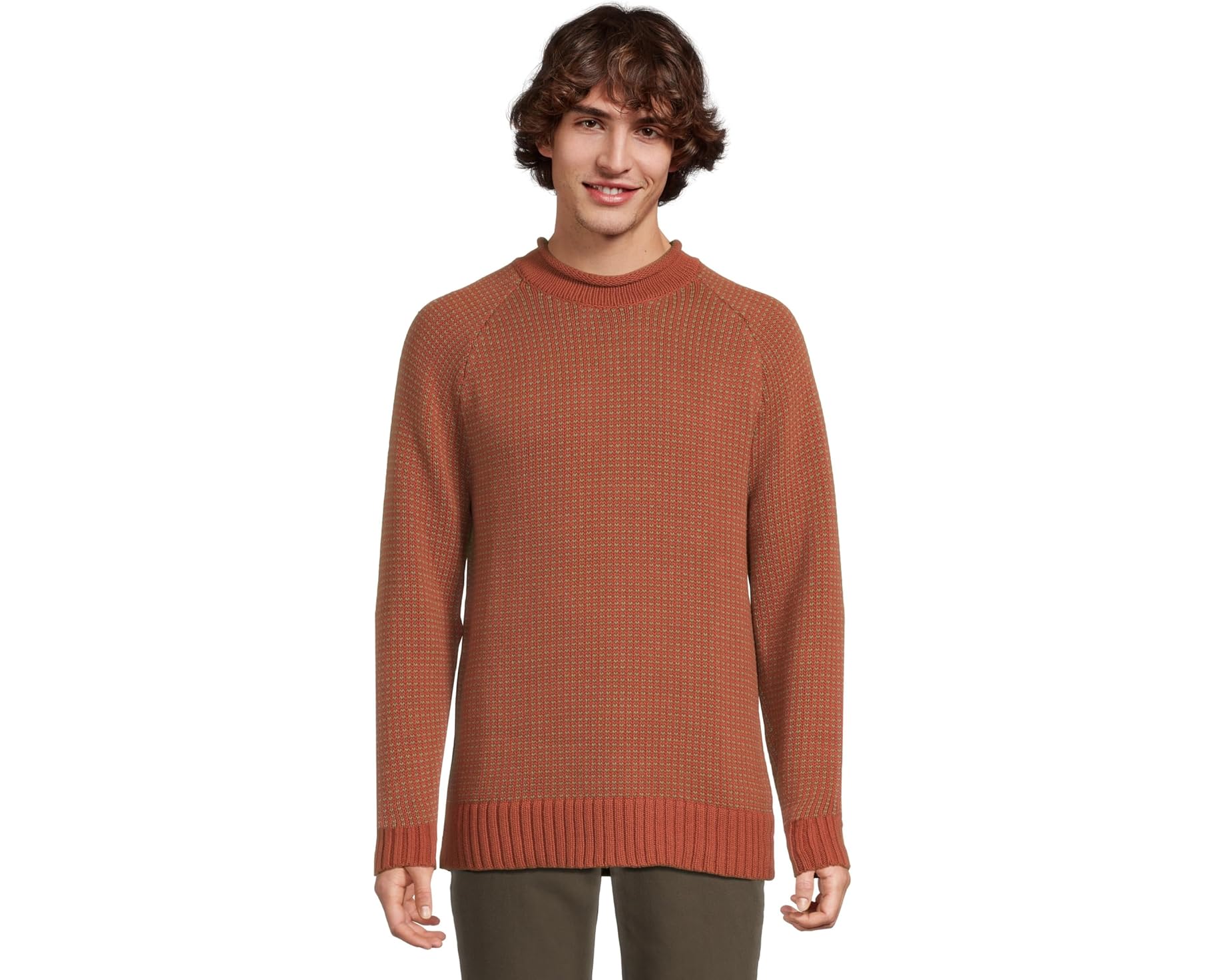 (取寄) エルエルビーン メンズ シグニチャー オーガニック コットン ロールネック セーター フェア アイル L.L.Bean men Signature Organic Cotton Rollneck Sweater Fair Isle Dark Russet Birdseye|スウィートラグ