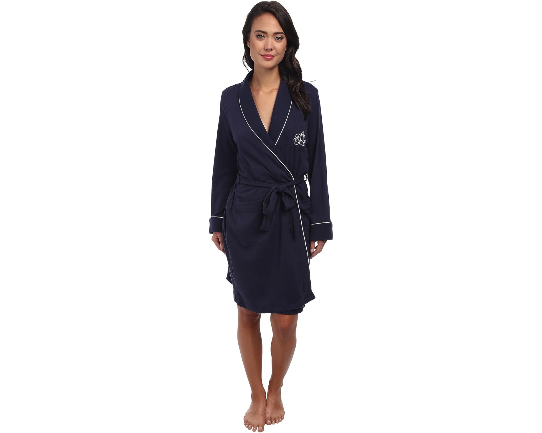 (取寄) ローレン ラルフローレン レディース ハートフォード ラウンジ ショート ショール カラー ローブ Lauren Ralph Lauren women Hartford Lounge Short Shawl Collar Robe Windsor Navy｜スウィートラグ