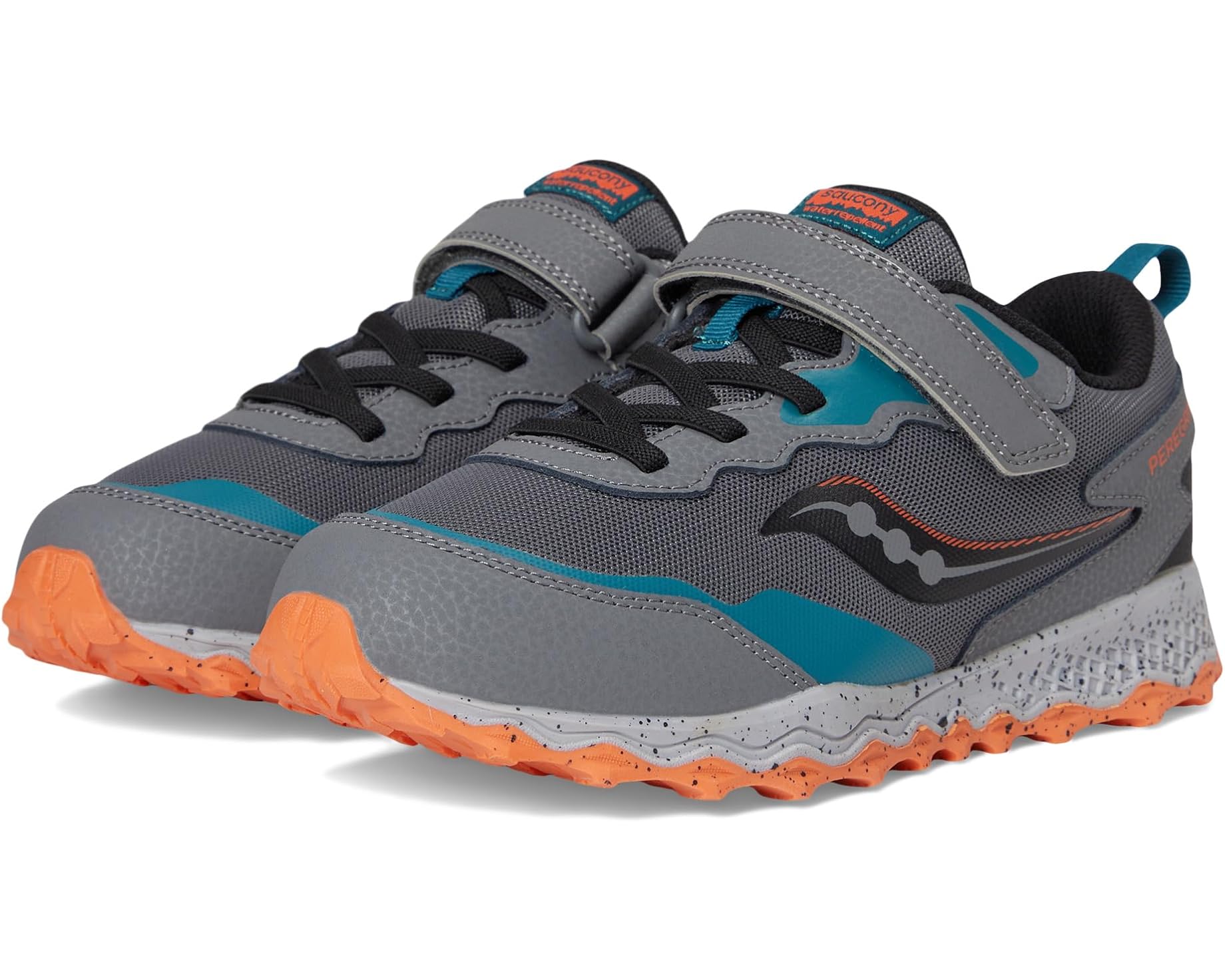 (取寄) サッカニー キッズ ペラグリン シールド KDZ A/C スニーカー (リトル キッド/ビッグ キッド) Saucony kids Peregrine Shield KDZ A/C Sneakers (Little Kid/Big Kid) Grey/Teal｜スウィートラグ