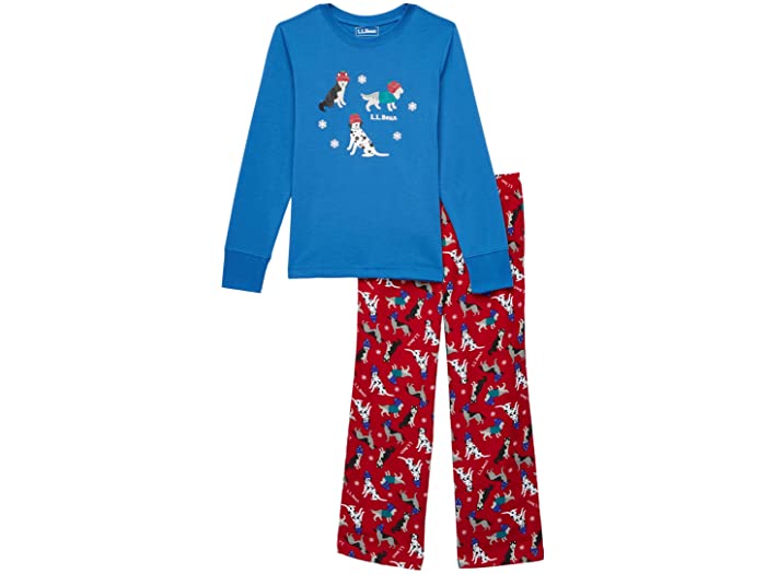 (取寄) エルエルビーン キッズ フランネル パジャマ (ビッグ キッズ) L.L.Bean kids Flannel Pajamas (Big Kids) Bright Blue Winter Dogs