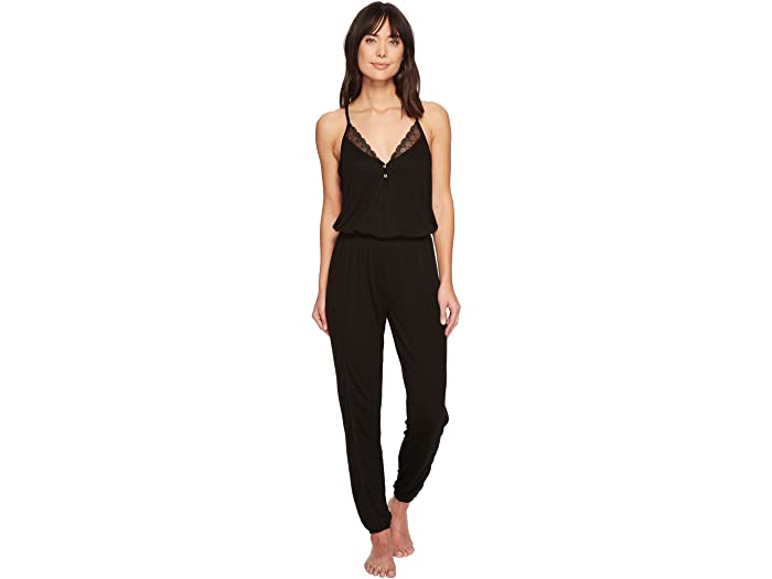 (取寄) スプレンディッド オルウェイズ ロング レース バック パジャマ ロンパー Splendid Always Long Lace Back Pajama Romper Black