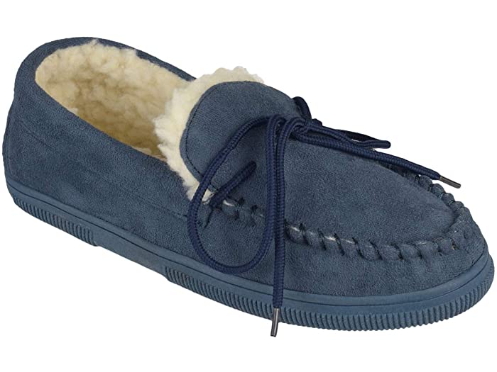 (取寄) バンス メンズ モカシン スリッパ Vance Co. men Moccasin Slipper Navy Faux Suede