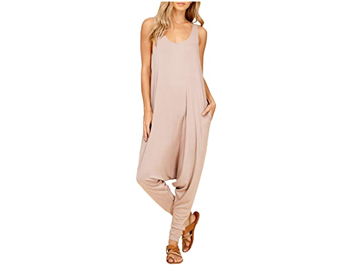 (取寄) モンパー ロンパー レディース ノー ウェスト ジャンプスーツ Momper Romper women No Waist Slip-on Jumpsuit Taupe