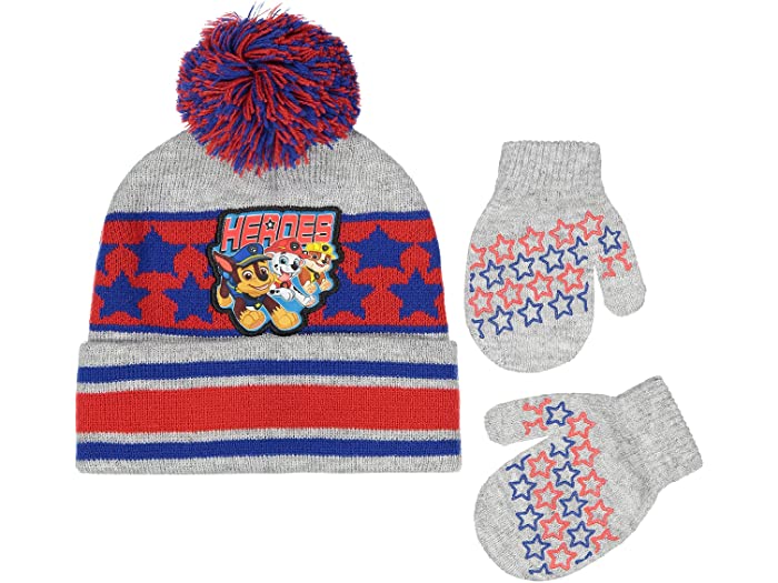 White\Red Age 4-7 Nickelodeon Boys Little Paw Patrol Marshall Squeeze and Flap Fun Cold Weather Hat 