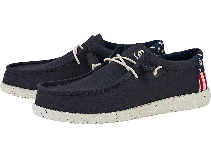 (取寄) ヘイ デュード メンズ ウォーリー アメリカーナ スリップ-オン カジュアル シューズ Hey Dude men Hey Dude Wally Americana Slip-On Casual Shoes Navy White画像