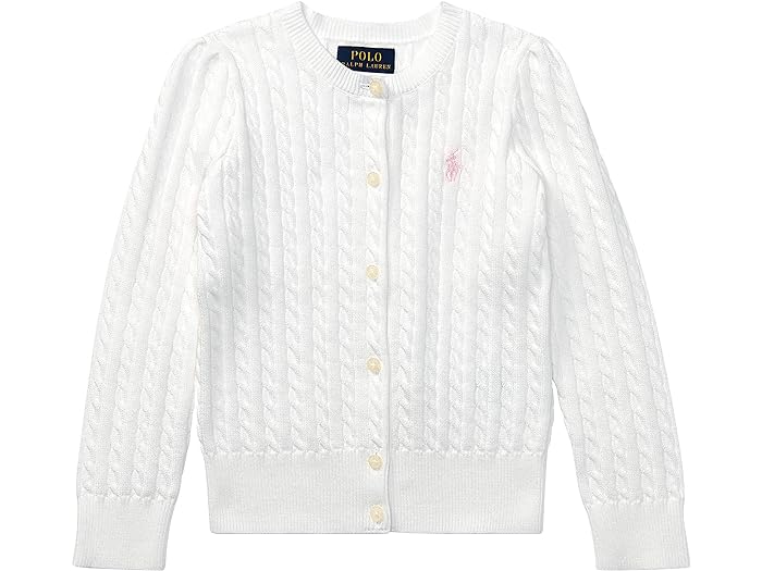 (取寄) ラルフローレン キッズ ガールズ ケーブル ニット コットン カーディガン (リトル キッズ) Polo Ralph Lauren Kids girls Cable Knit Cotton Cardigan (Little Kids) Warm White/French Pink Pony Player