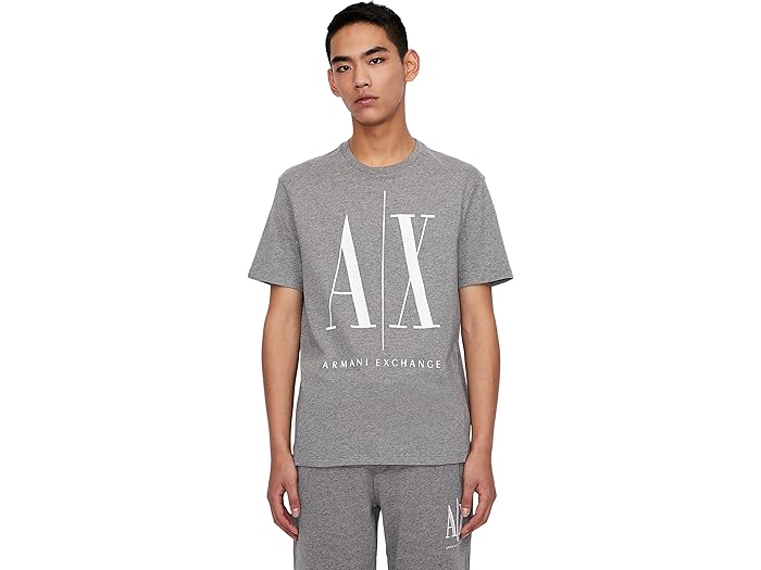 (取寄) アルマーニエクスチェンジ メンズ アイコン ロゴ プリンテッド ティー Armani Exchange men Icon Logo Printed Tee B09B Heather Grey