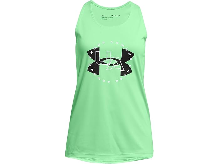 (取寄) アンダーアーマー キッズ ガールズ テック ビッグ ロゴ タンク (ビッグ キッズ) Under Armour Kids girls Tech Big Logo Tank (Big Kids) Matrix Green/Black画像