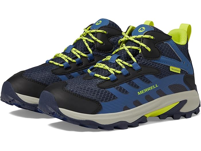 (取寄) メレル キッズ キッズ モアブ スピード 2 ミッド ウォータープルーフ (リトル キッド/ビッグ キッド) Merrell Kids kids Moab Speed 2 Mid Waterproof (Little Kid/Big Kid) Navy/Hi Viz