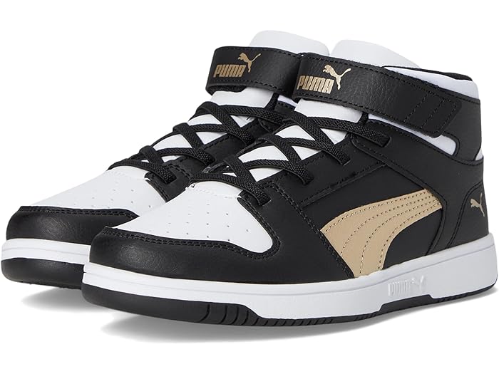 (取寄) プーマ キッズ キッズ リバウンド レイアップ ミッド フック アンド ループ (リトル キッド) PUMA Kids kids Rebound Layup Mid Hook and Loop (Little Kid) Puma Black/Puma Gold/Puma White