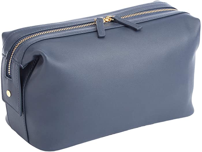 取寄 ロイス ニュー ヨーク メンズ レザー エグゼクティブ トイレタリー バッグ ROYCE New York men Leather  Executive Toiletry Bag Navy Blue 入荷予定