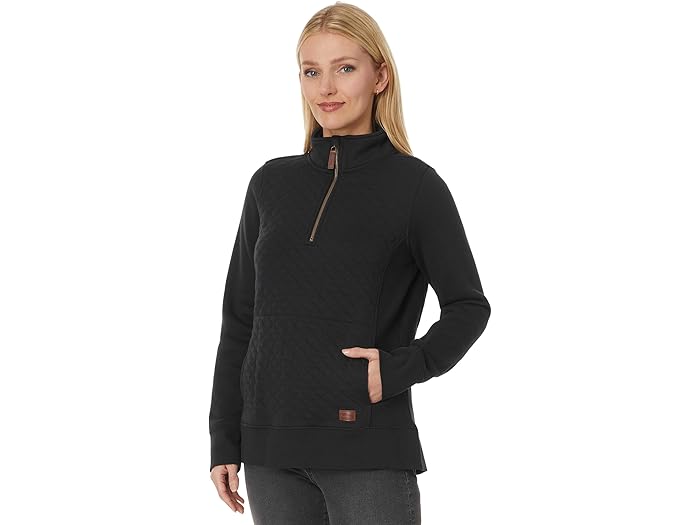 (取寄) エルエルビーン レディース キルテッド スウェットシャツ 1/4 ジップ プルオーバー ロング スリーブ L.L.Bean women Quilted Sweatshirt 1/4 Zip Pullover Long Sleeve Midnight Black