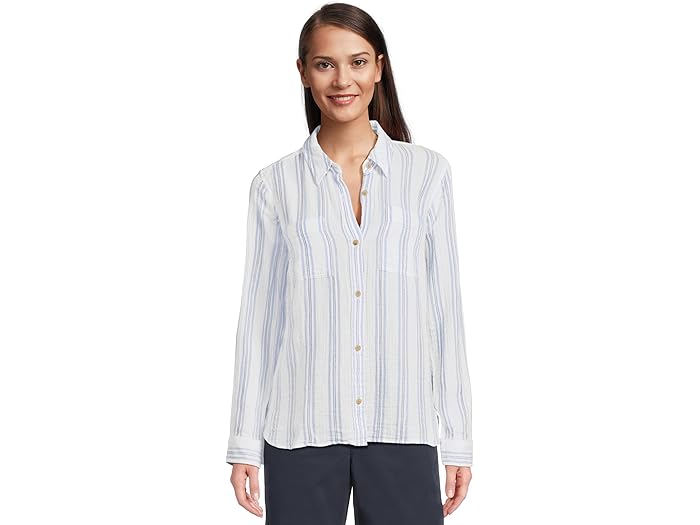 (取寄) エルエルビーン レディース クラウド ガーゼ シャツ ロング スリーブ L.L.Bean women Cloud Gauze Shirt Long Sleeve Sea Salt Stripe