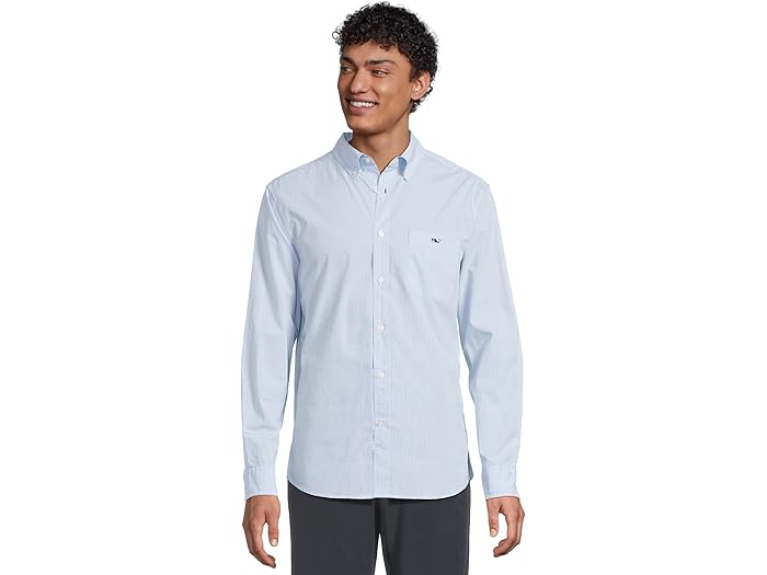 (取寄) ヴィンヤードヴァインズ メンズ アネガダ ギンガム パーフェクト ウォッシュ ポプリン シャツ Vineyard Vines men Anegada Gingham Perfect Wash Poplin Shirt Jake Blue