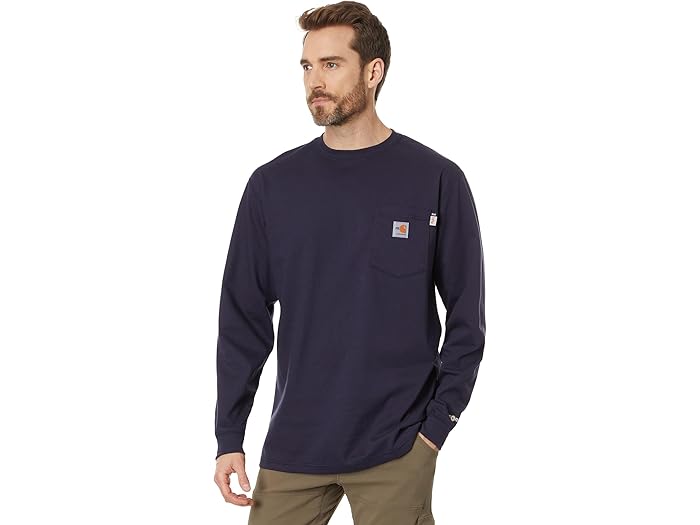 (取寄) カーハート メンズ フレームレジスタント (FR) フォース コットン ロング スリーブ Tシャツ Carhartt men Flame-Resistant (FR) Force Cotton Long Sleeve T-Shirt Dark Navy