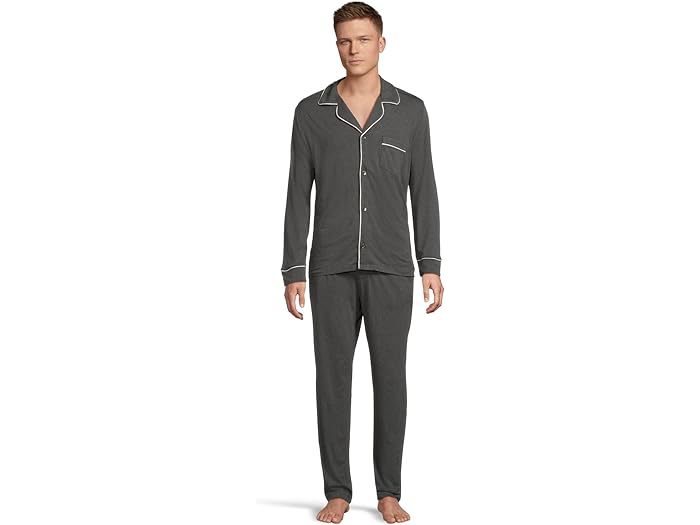 (取寄) エバージェイ メンズ ザ ウィリアム モーダル ロング Pj セット Eberjey men The William Modal Long PJ Set Charcoal Heather/Ivory