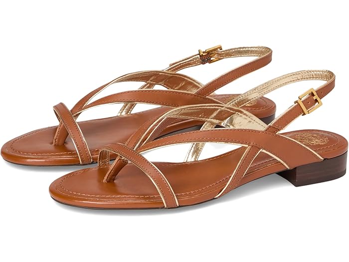 (取寄) ヴィンスカムート レディース メリー ストラップ フラッツ サンダル Vince Camuto women Melly Strappy Flat Sandals Caramello/Egyptian Gold