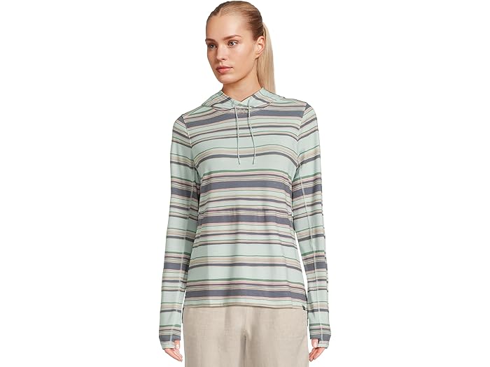 (取寄) エルエルビーン レディース エブリデイ ロング-スローブ ストライプ フーデット プルオーバー L.L.Bean women Everyday SunSmart Long-Sleeve Stripe Hooded Pullover Cool Sea Blue Stripe
