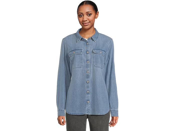 (取寄) エルエルビーン レディース ヘリテージ ウォッシュド デニム シャツ ロング スリーブ L.L.Bean women Heritage Washed Denim Shirt Long Sleeve Light Indigo