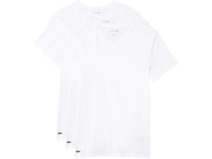 (取寄) ラコステ メンズ 100パーセント コットン スリム フィット V-ネック Tシャツ 3-パック Lacoste men 100% Cotton Slim Fit V-neck T-shirt 3-pack White 9,373円