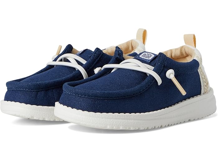 (取寄) ヘイデュードキッズ ボーイズ ウォーリー サマー リネン (トドラー) Hey Dude Kids boys Wally Summer Linen (Toddler) Sargasso Blue/White画像