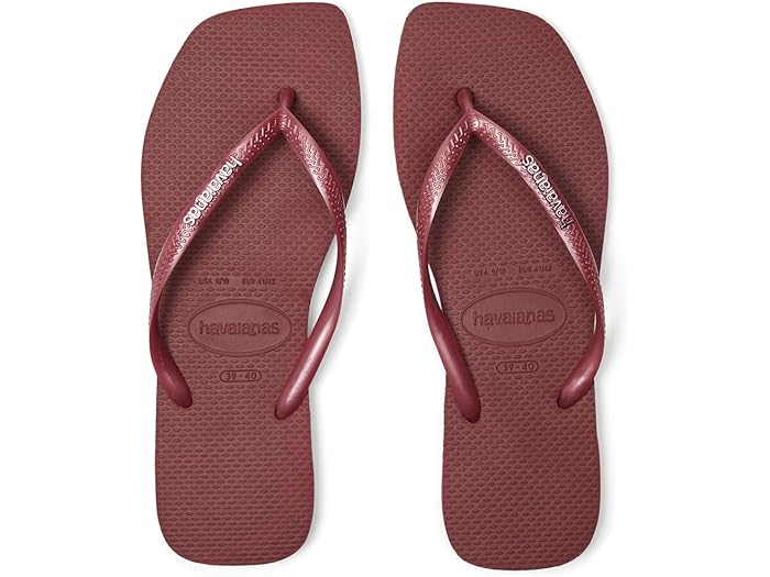 (取寄) ハワイアナス レディース スリム スクエア ロゴ メタリック フリップ フロップ Havaianas women Slim Square Logo Metallic Flip-Flop Amaranth