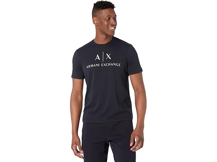 (取寄) アルマーニエクスチェンジ メンズ アイコン ロゴ プリンテッド ティー Armani Exchange men Icon Logo Printed Tee Navy