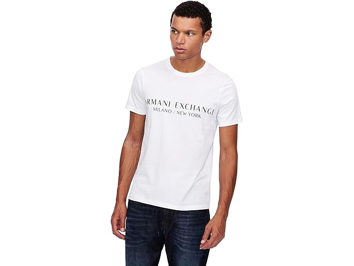 (取寄) アルマーニエクスチェンジ メンズ ミラノ / ニュー ヨーク ロゴ ティー Armani Exchange men Milano/New York Logo Tee White
