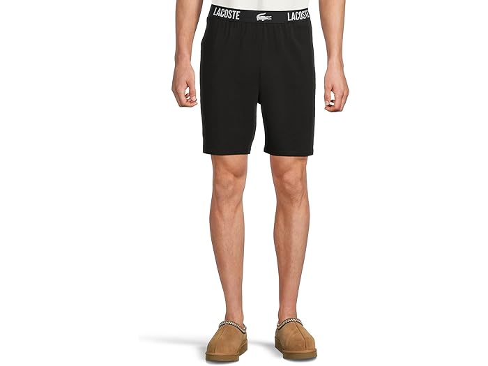 (取寄) ラコステ メンズ グラフィック ウエストバンド パジャマ ショーツ Lacoste men Graphic Waistband Pajama Shorts Black